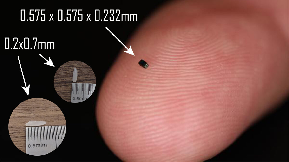 Чип немного увеличен на фото, невооруженным взглядом его увидеть практически невозможно.