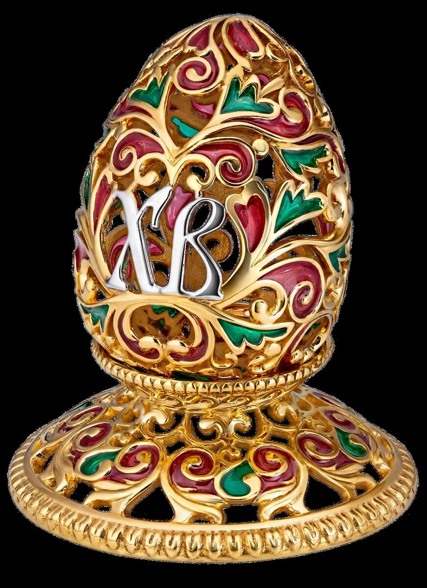 Серебряная "Подставка под яйцо", ювелирный дом RODIS, серебро 925 пробы, золочение, горячая эмаль, бриллиант