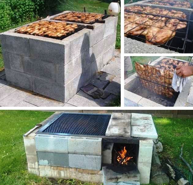 Садовая печь барбекю из кирпича