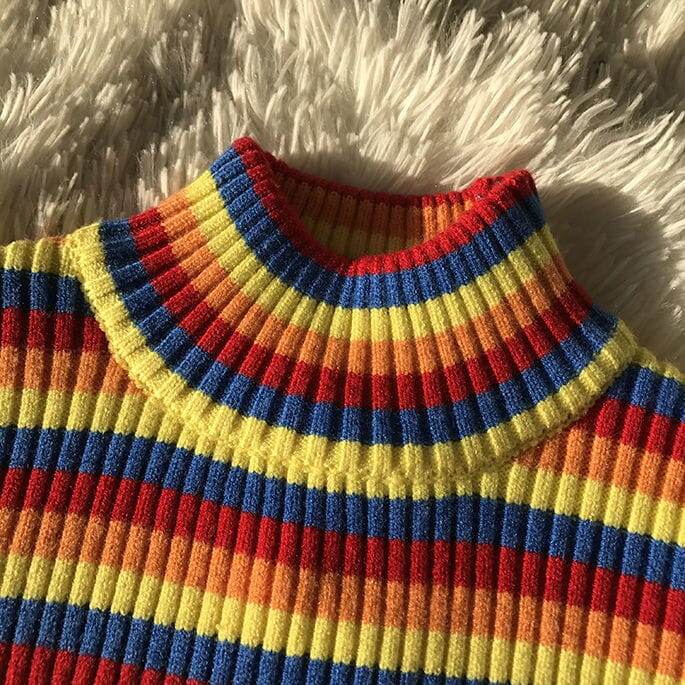 Вязаный Топ С Радужной Полосой