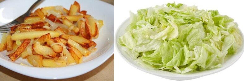 Порция жареной картошки и порция салата "Айсберг" - не одно и то же