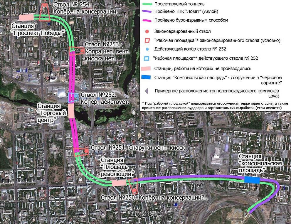 Схема строительства метро, информация на 2011 год. Источник: forum.nashtransport.ru