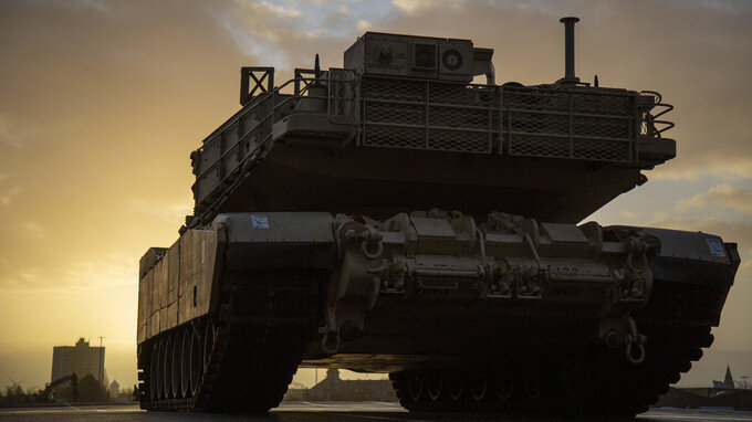 Американский танк M1A1 Abrams в немецком порту Бремерхафен. Фото eur.army.mil

