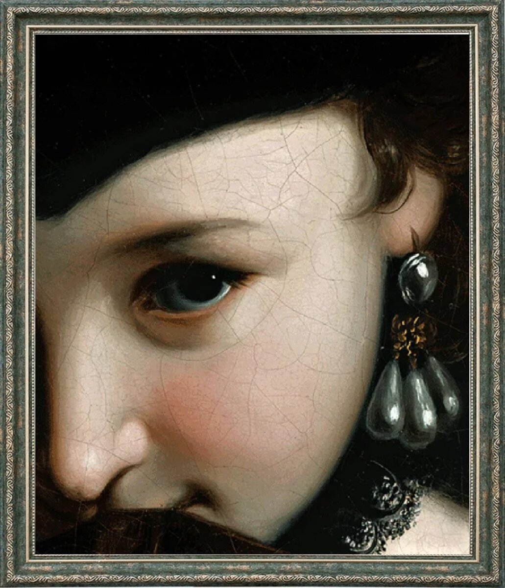 Фрагмент, "Девушка с книгой", холст, масло, Картинный зал, Петергоф