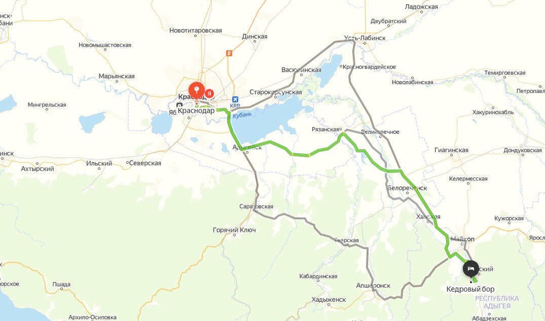 Маршрут из Краснодара