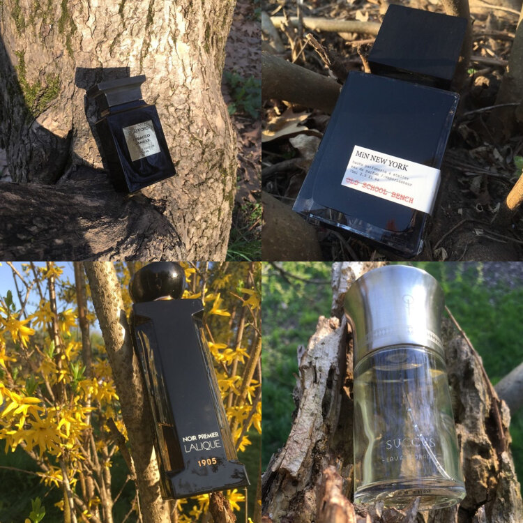 Tom Ford Tobacco Vanille. MiN New York Old School Bench. Lalique Noir Premiere Terres Aromatiques 1905. Liquides Imaginaires Succus.