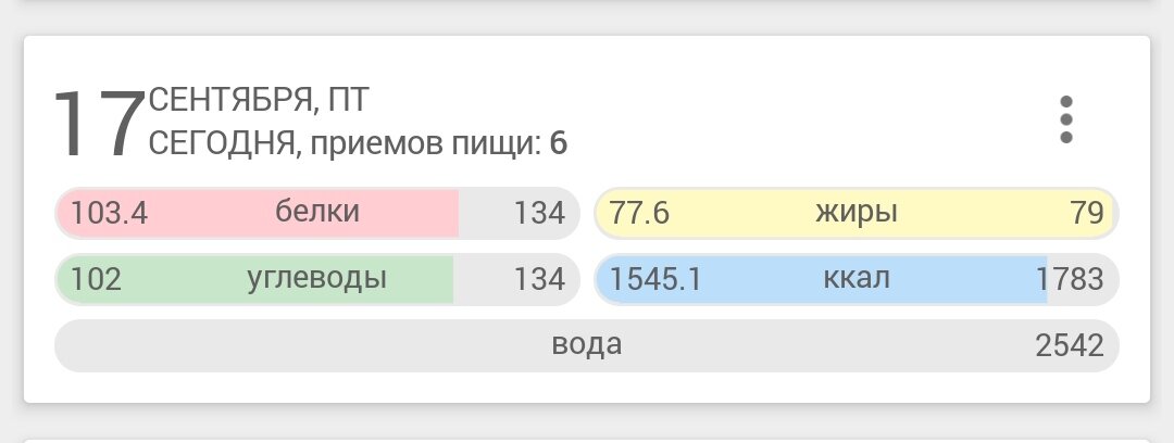 КБЖУ за день