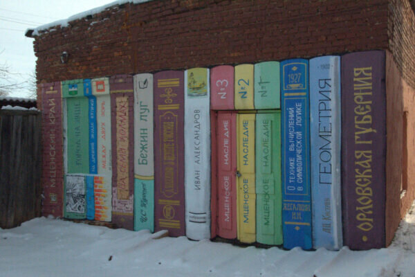    Книжная полка высотой 2 метра выглядит как настоящая