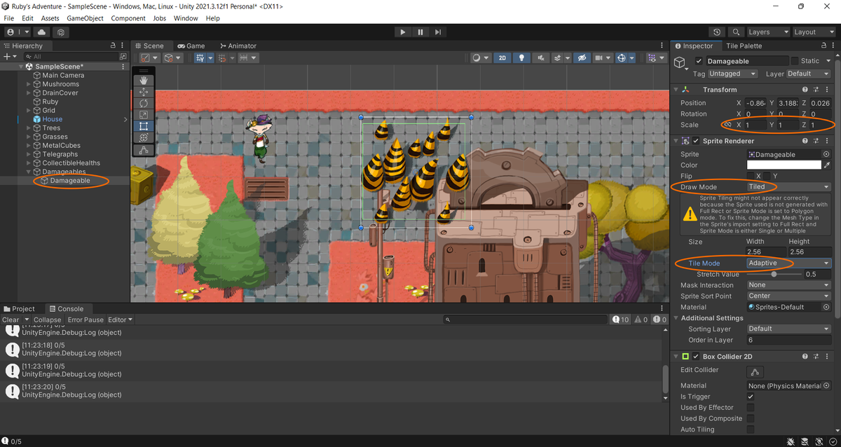 Настройки Sprite Renderer