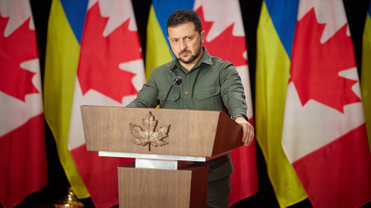    Президент Украины Владимир Зеленский в парламенте Канады© Фото : The Presidential Office of Ukraine