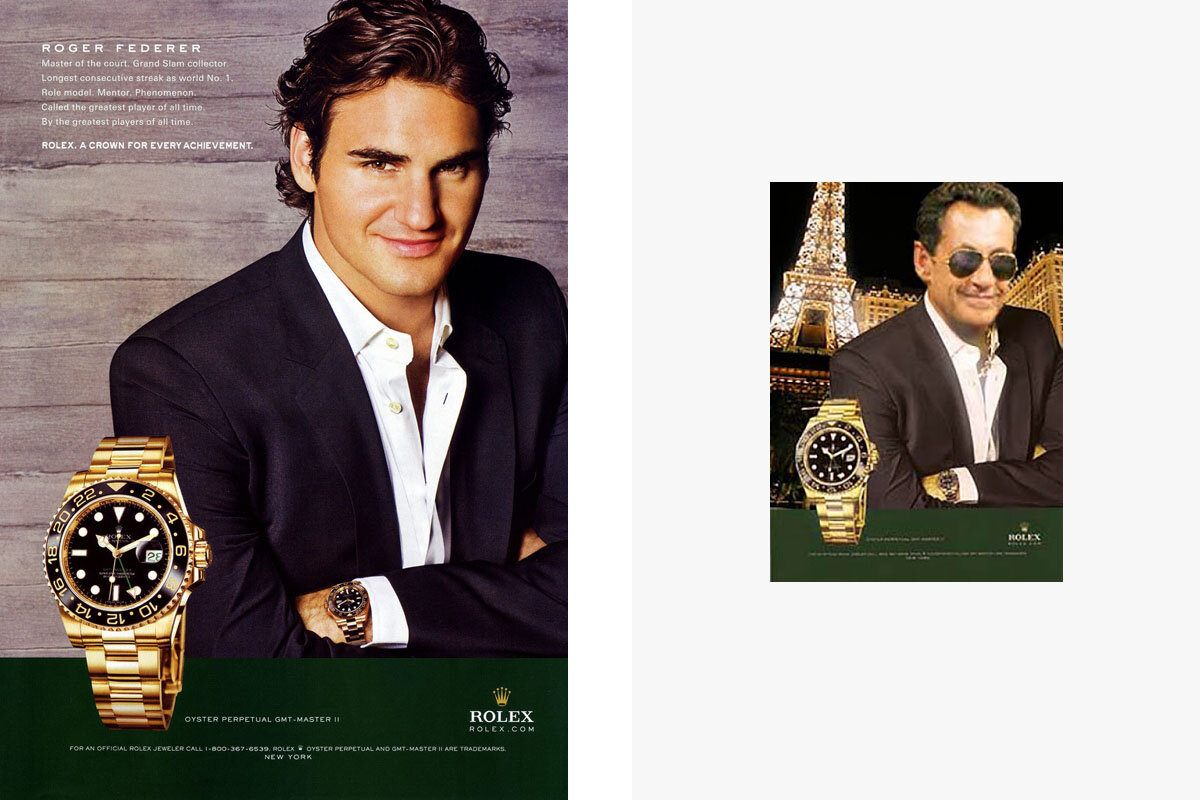 Рекламный плакат Rolex Oyster Perpetual GMT Master II – реальный и фэйковый. Изображения: rolexmagazine.com