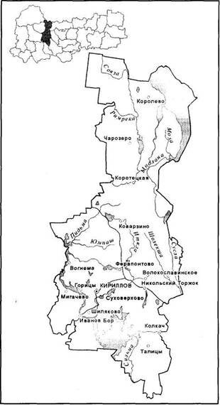 Карта Кирилловского района и его расположение на территории Вологодской области 