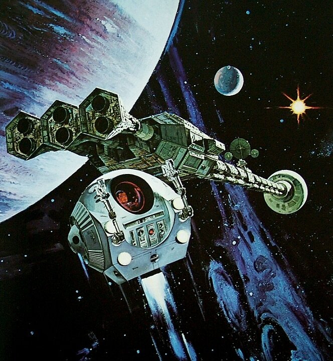 «Дискавери» в системе планеты Юпитер. Художник Роберт МакКолл