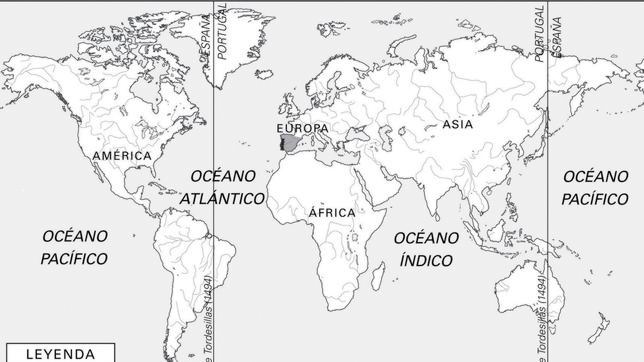 Así se dividieron el mundo España Y Portugal.
Foto: Historia del Mundo
 
