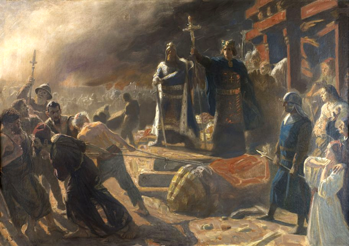 Расправа данов над идолом Святовита в Арконе. Картина Лаурица Туксена. Источник: Википедия