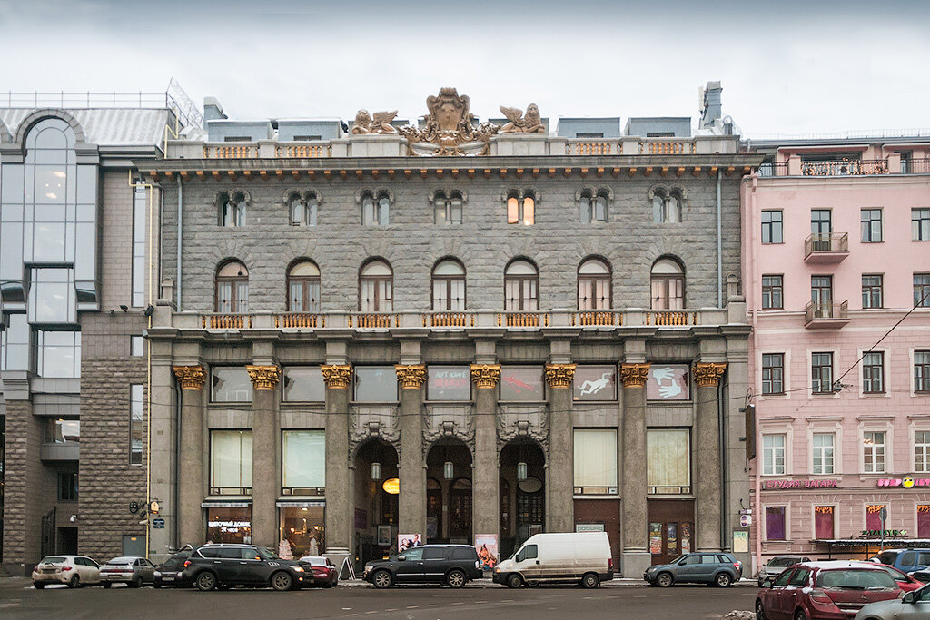 Вид с Манежной площади на Дом кино и кинотеатр "Родина" (СПб, ул. Караванная, 12)