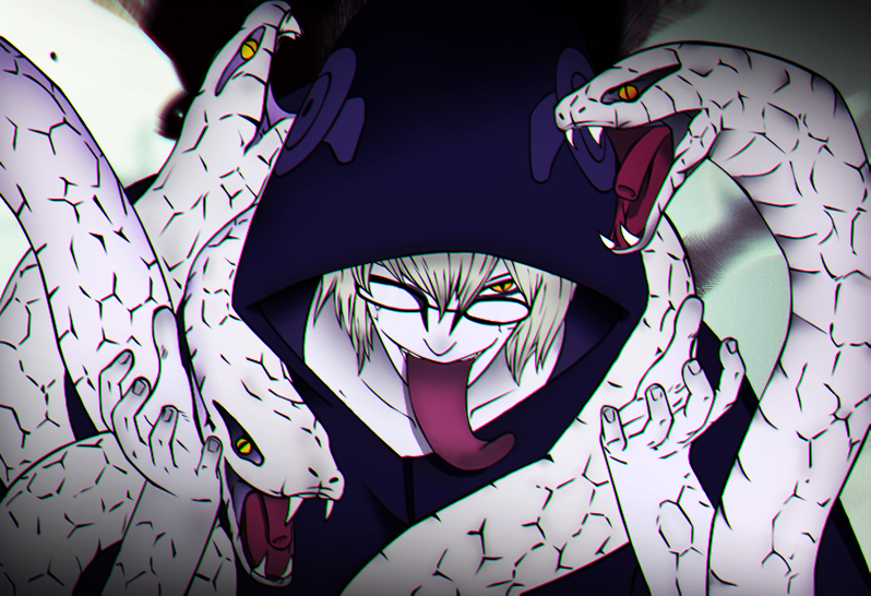 В режиме Мудреца Кабуто частично сохраняет свой нормальный внешний вид. Тёмные узоры вокруг его глаз расширяются и проходят вниз по спине к лопаткам, на голове вырастают рога, а склера становится темнее. Также он способен закрывать глаза с помощью змеиной роговицы.