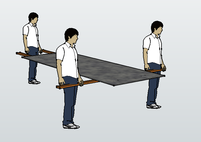 Импровизированные носилки из трех досок-дюймовок.