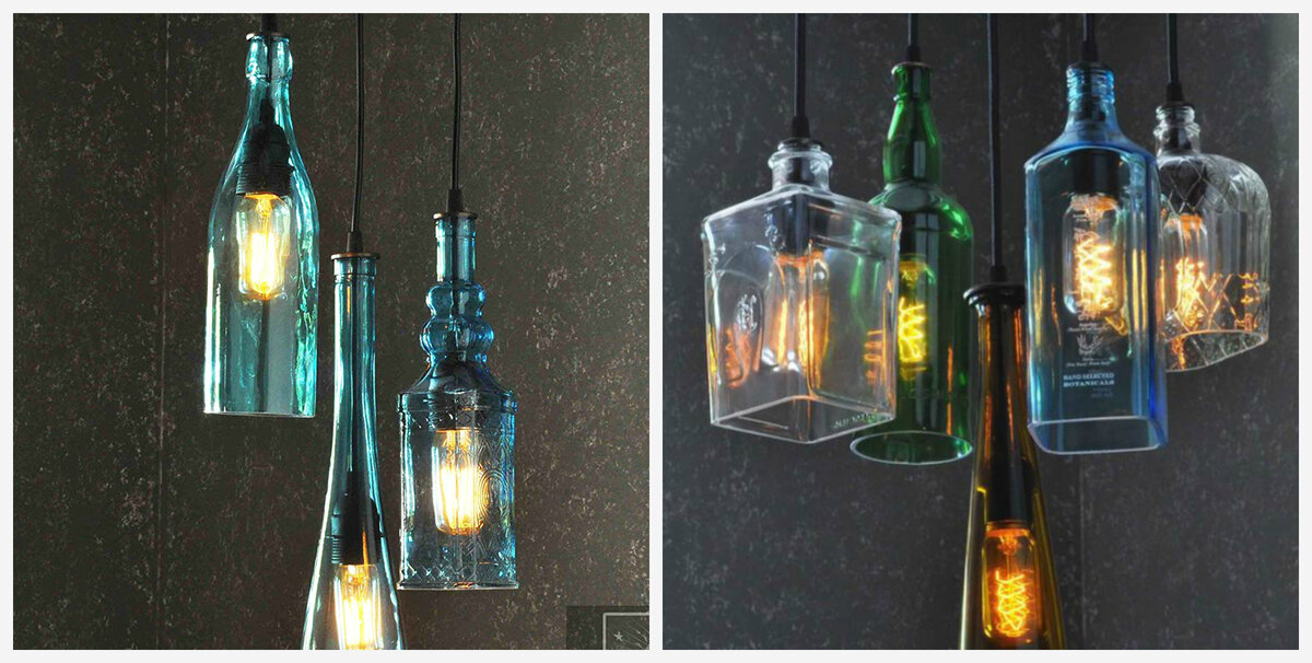 Светильники из 3-5 бутылок