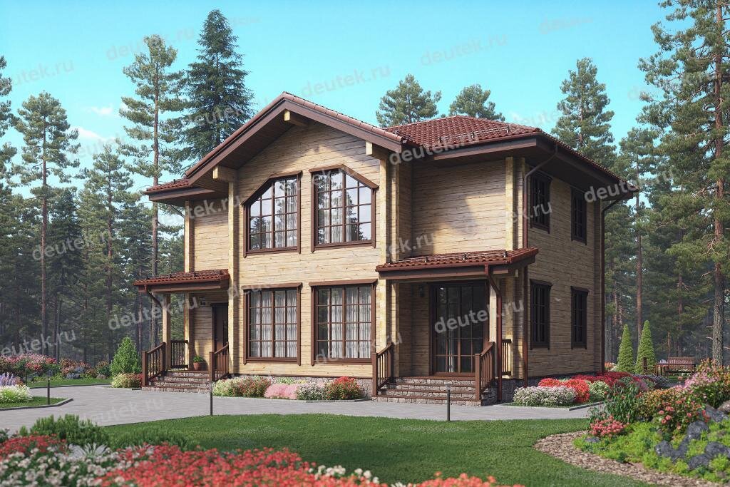 Проект двухэтажного деревянного дома из бруса - DTA10002