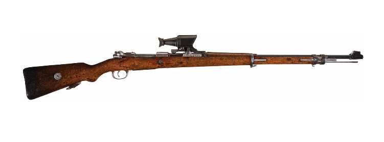 Общий вид 7,9 мм винтовки "Mauser Gewehr 98" (Маузер 98) с установленным на ней прицелом "Glasvisier 16".