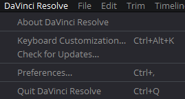 DaVinci Resolve → Keyboard Customization