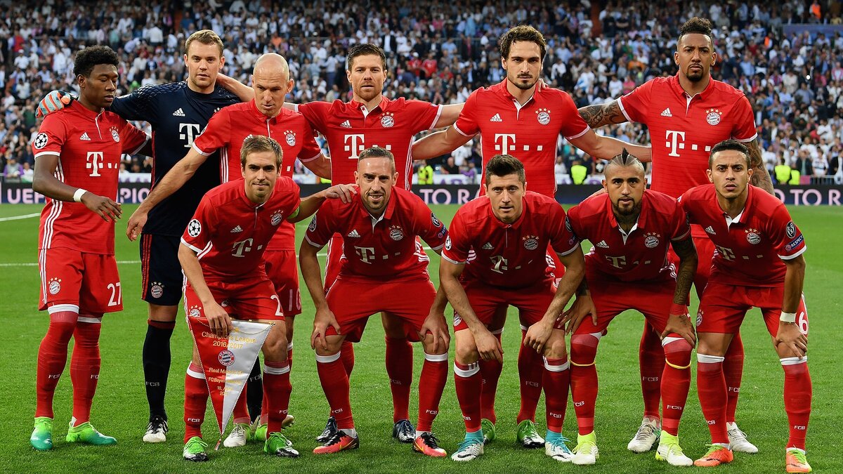 ФК Мюнхенская Бавария (фото взято из источника: https://fcbayern.com/ru/photos/2017/04/galerie-cl-viertelfinale-real-madrid---fcb) 