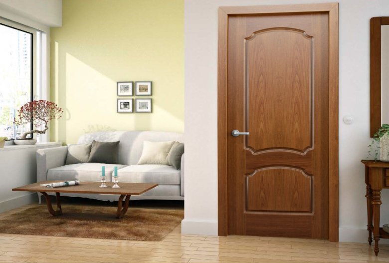 Межкомнатные двери цвета ореха в интерьере. 