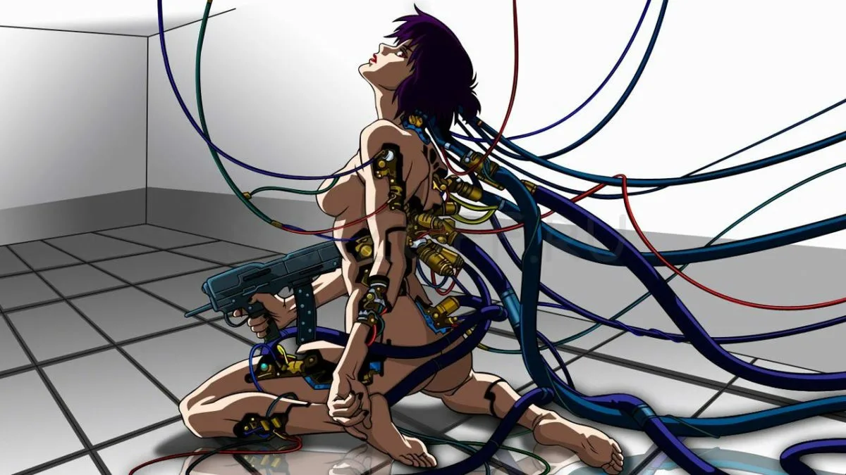 кадр из аниме Призрак в доспехах