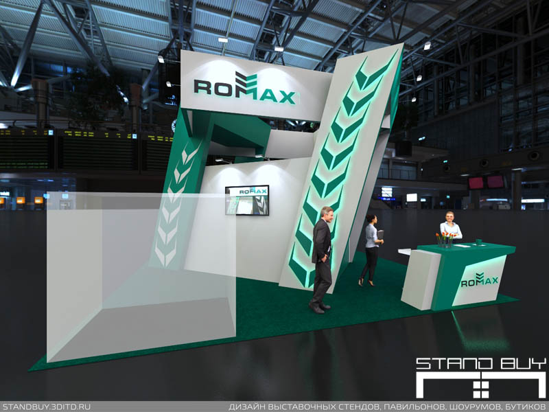 Проект выставочного стенда компании Romax. Архитектор - Павел Сапов.