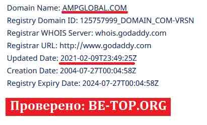 Возможность снять деньги с "AMPGlobal" не подтверждена.