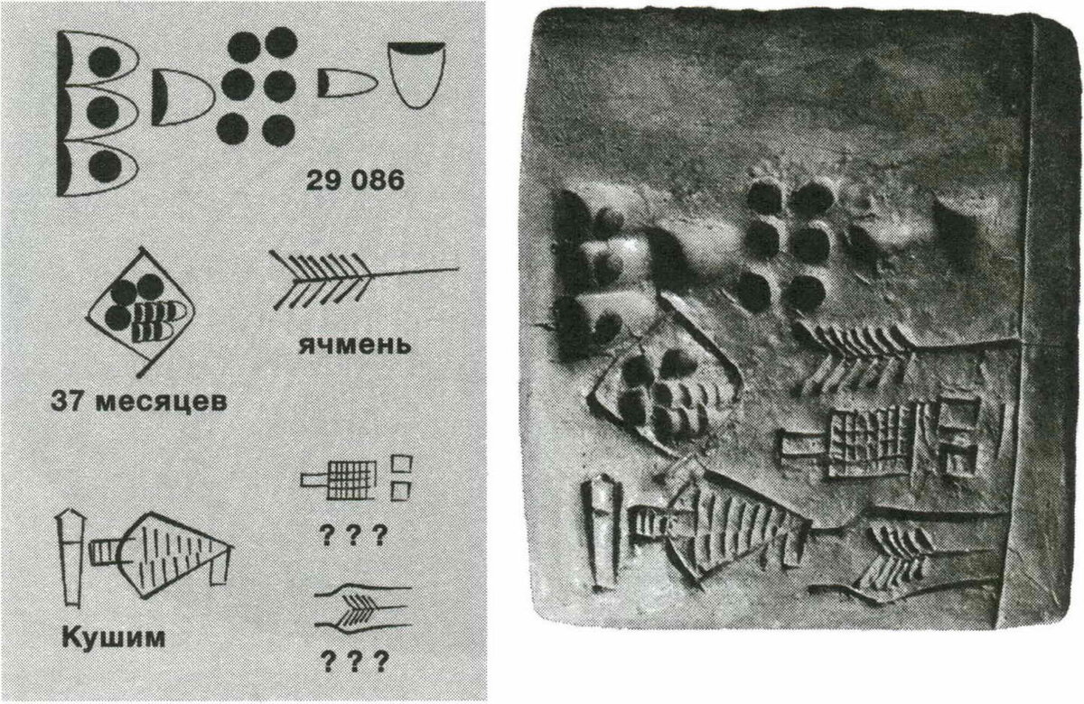 Глиняная табличка с записью из шумерского города Урук, между 3400 и 3000 годами до н.э.