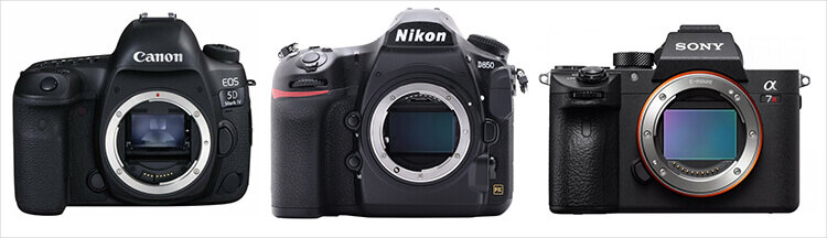  Слева направо: Canon EOS 5D Mark IV, Nikon D850, Sony Alpha a7R Mark III