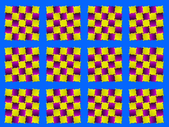 Вращающиеся квадраты  Посмотрите изображение выше, осмотрите коробки, что вы видите, они движутся? Ну, на самом деле это не так.