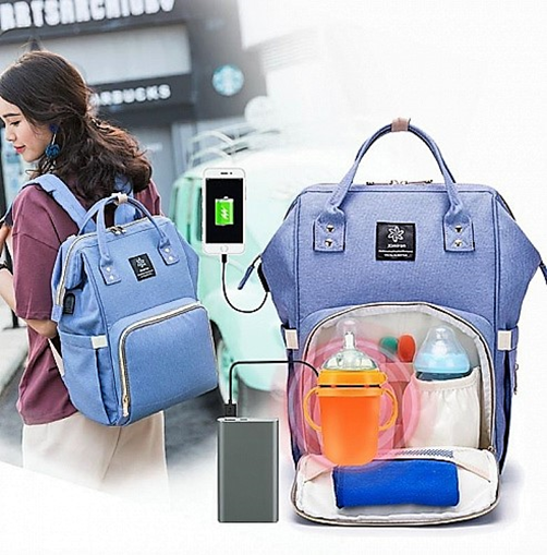 Рюкзак-сумка для мамы с USB Baby Super серый (lf) недорого с доставкой по России
