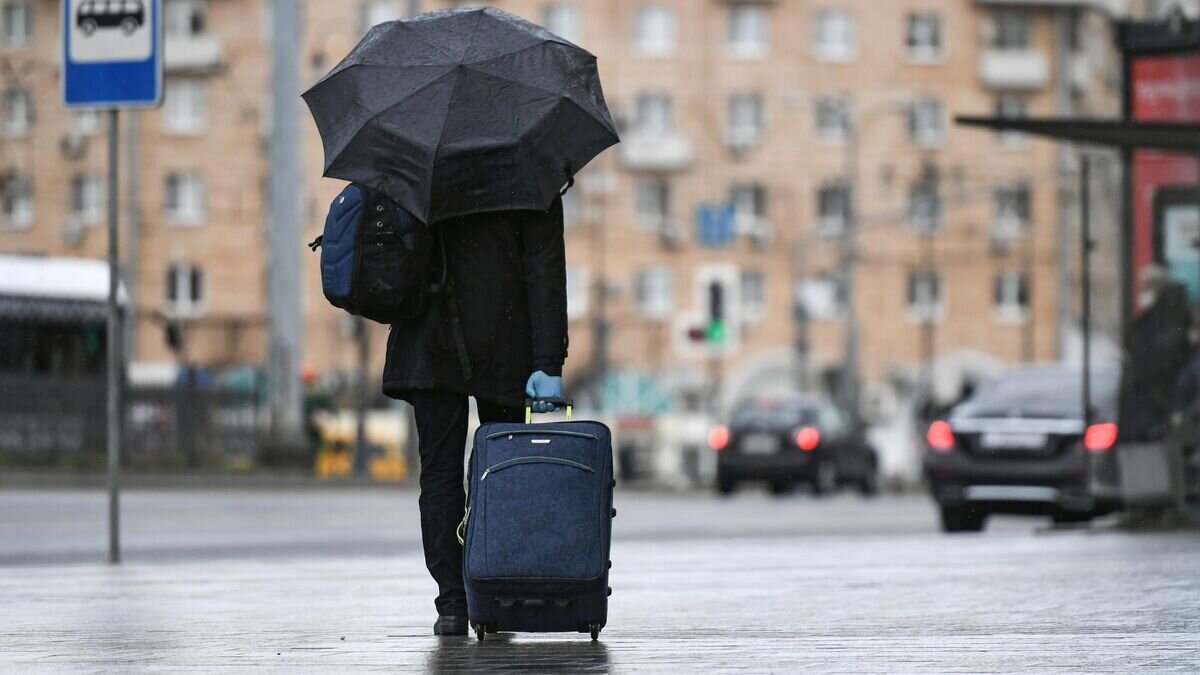    Пассажир стоит возле остановки общественного транспорта на Комсомольской площади в Москве© РИА Новости / Константин Михальчевский