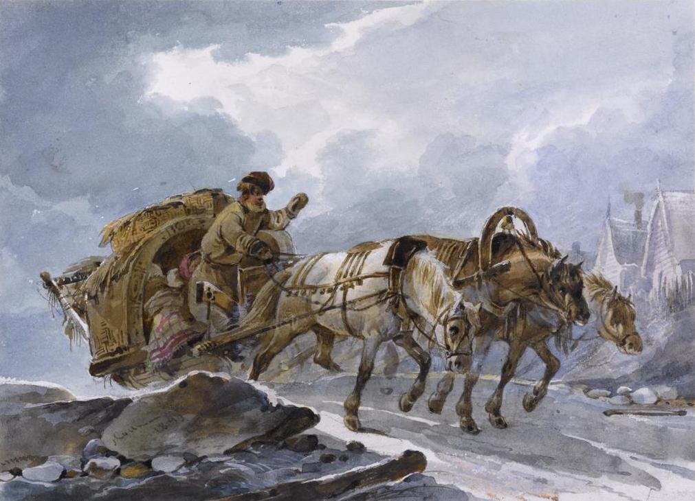 Кибитка. 1820 г. Художник К.И. Кольман.