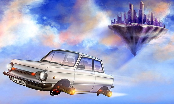 Летающие машины в небе