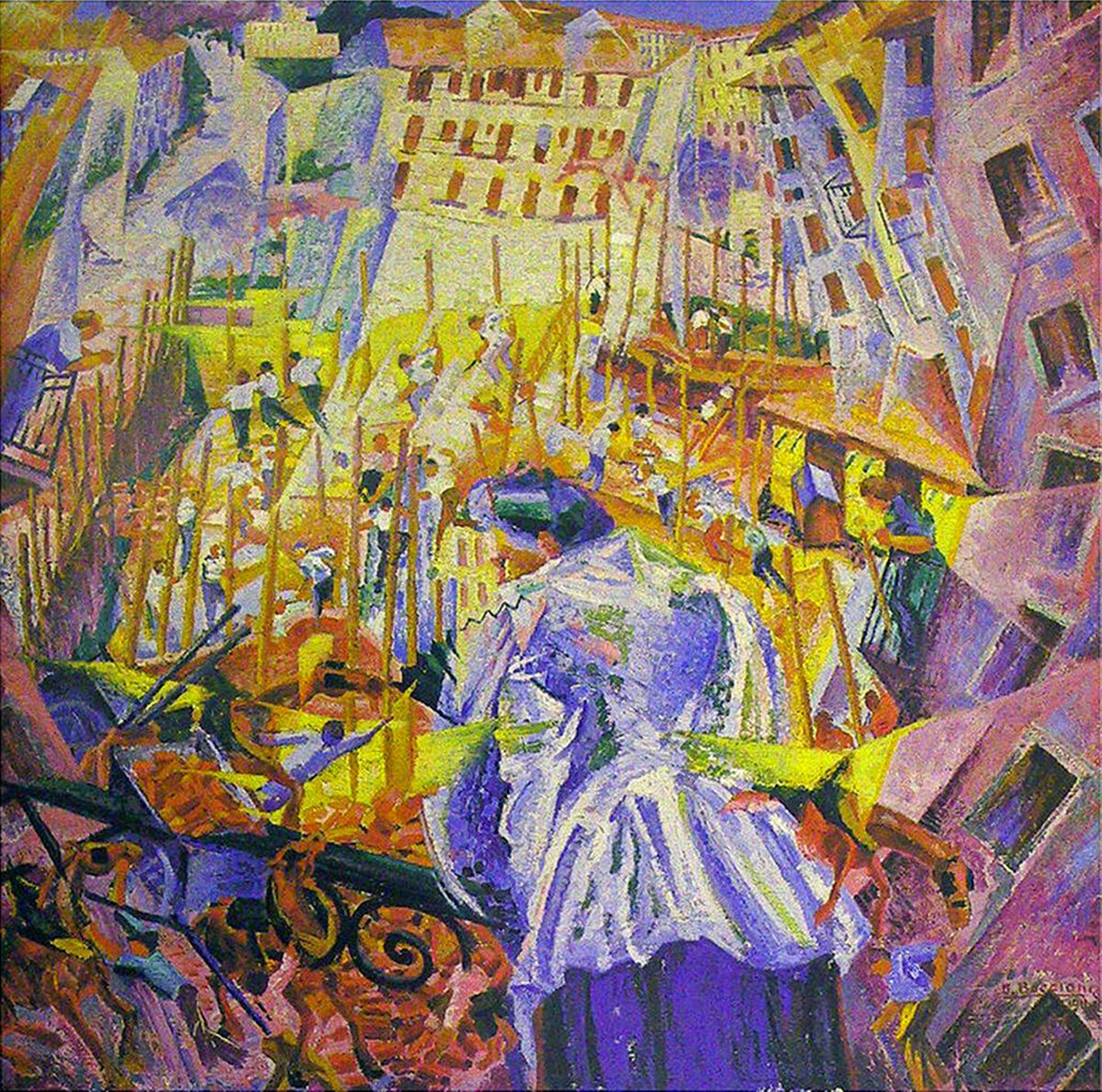 Умберто Боччони "Улица входит в дом" (1911 г.) - масло, холст - 100 х 100.6 см. - Музей Шпренгеля, Ганновер, Германия