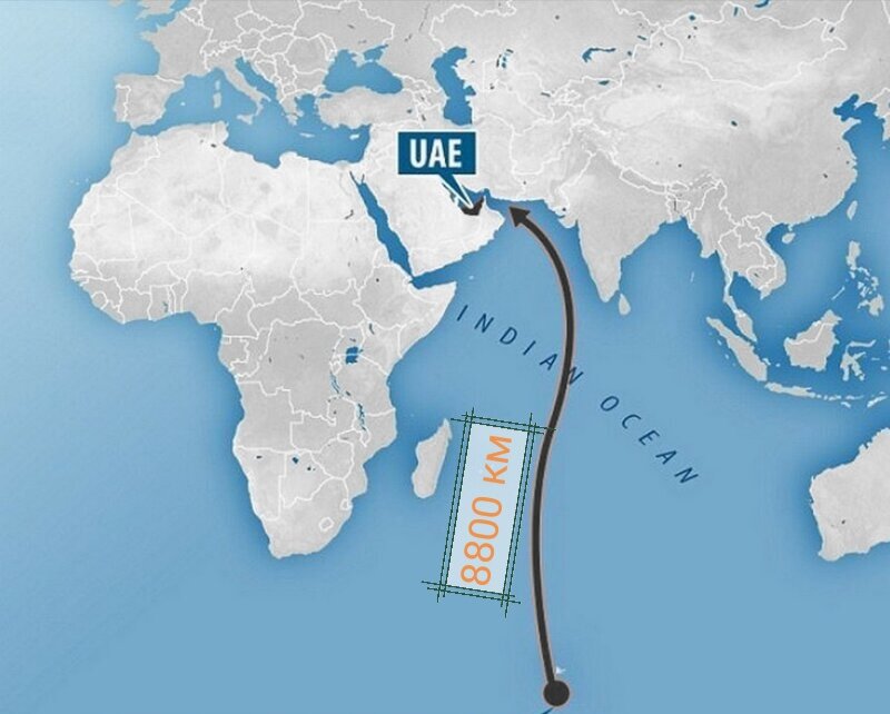 Расстояние которое следует преодолеть айсбергу составляет 8800 км. 