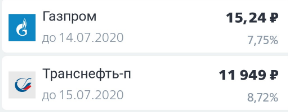 Примеры дивидентной доходности от 7% годовых.
