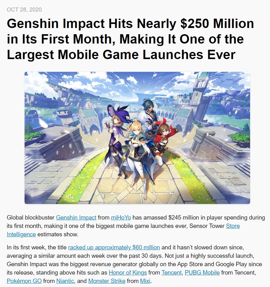 Перевод: Гошан за первый месяц заработал $245 млн. на мобильных платформах