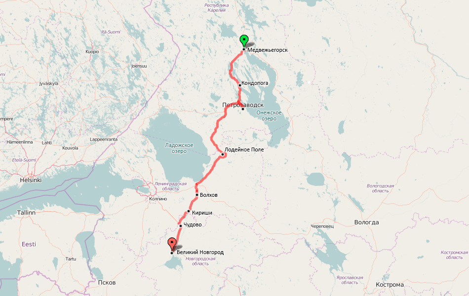 Карта с поездки. GPS трек.