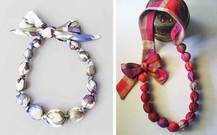 Ожерелья из ткани и бусин