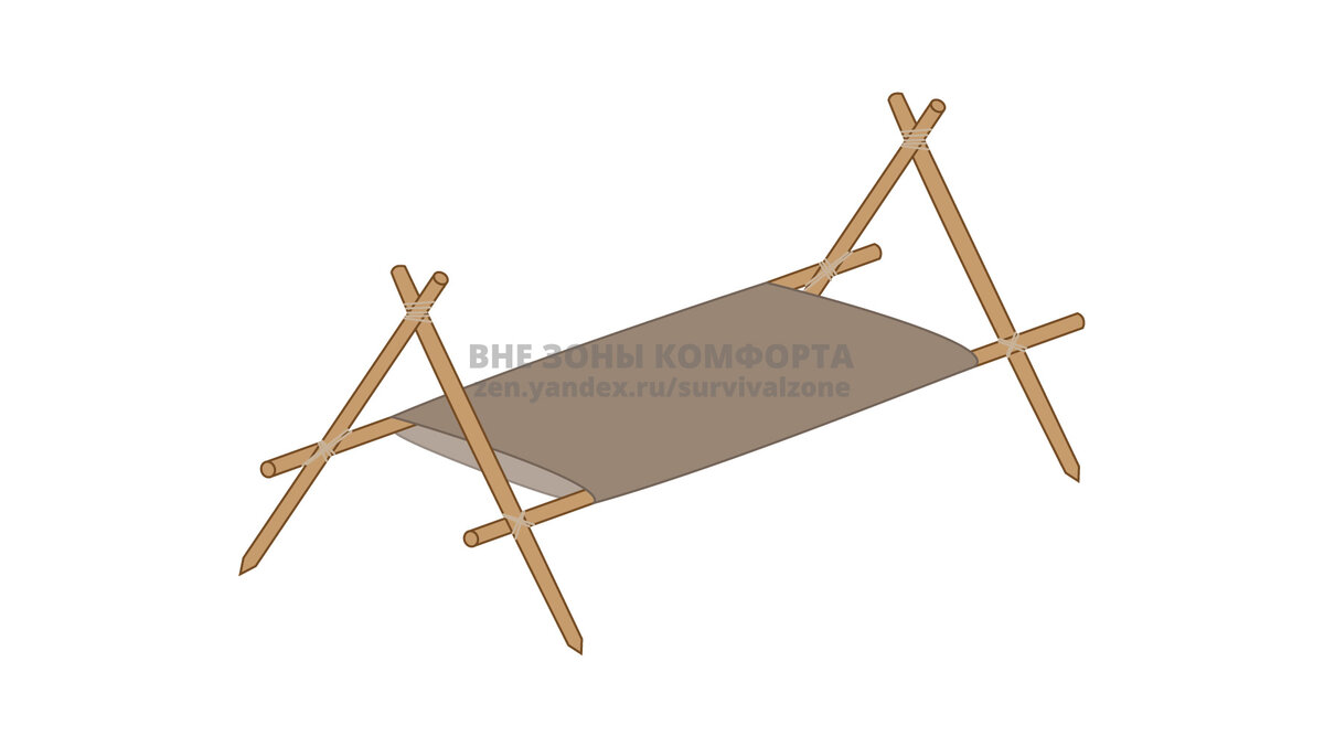 Кровать из жердин и ткани