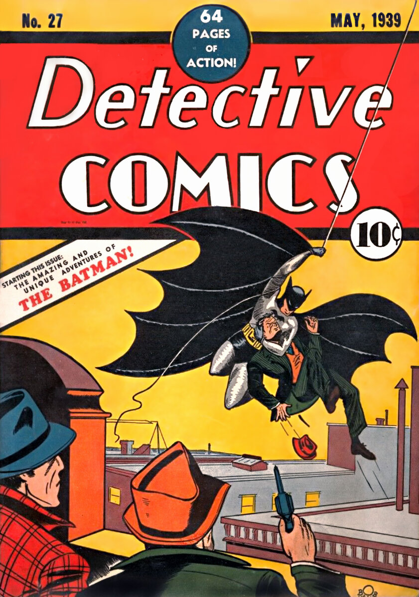 Обложка Detective Comics - №27, май 1939 год - первое появление великого детектива в экстравагантном костюме.