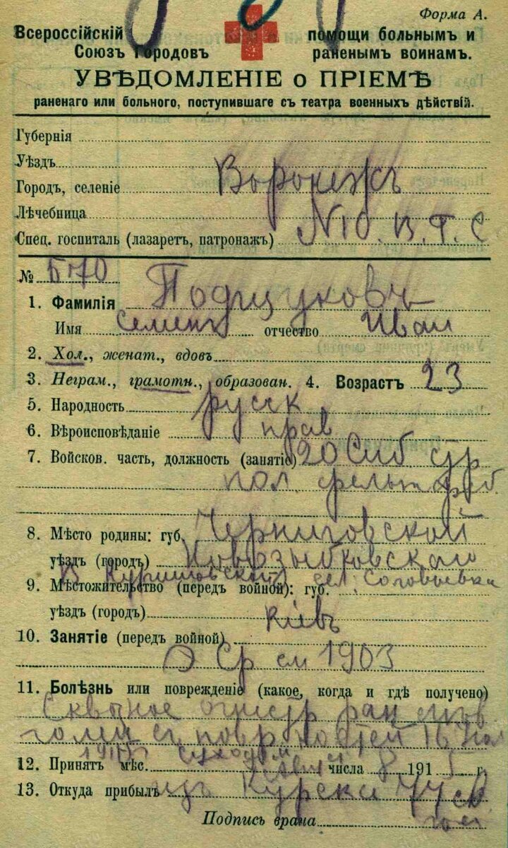 1915 год, Подщуков Семён Иванович