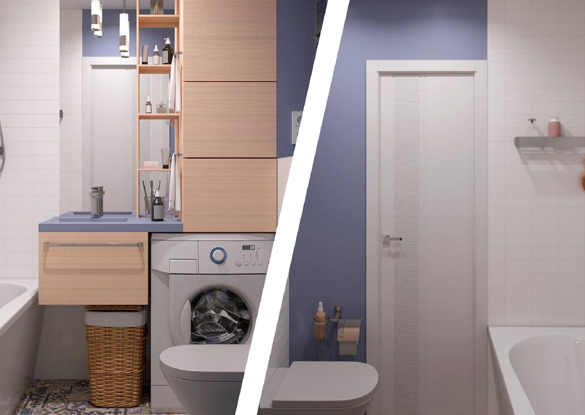 Дизайн-проект совмещённого санузла, дизайнер интерьеров Светлана Варламова, г. Мурманск