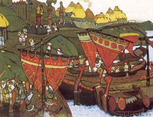  Картина русского художника Н.К.Рериха "Славяне на Днепре" , 1905 г.    