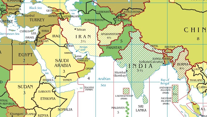 Разница во времени между дубаем. Карта часовых поясов. Часовые пояса на Ближнем востоке. Часовой пояс в Пакистане.